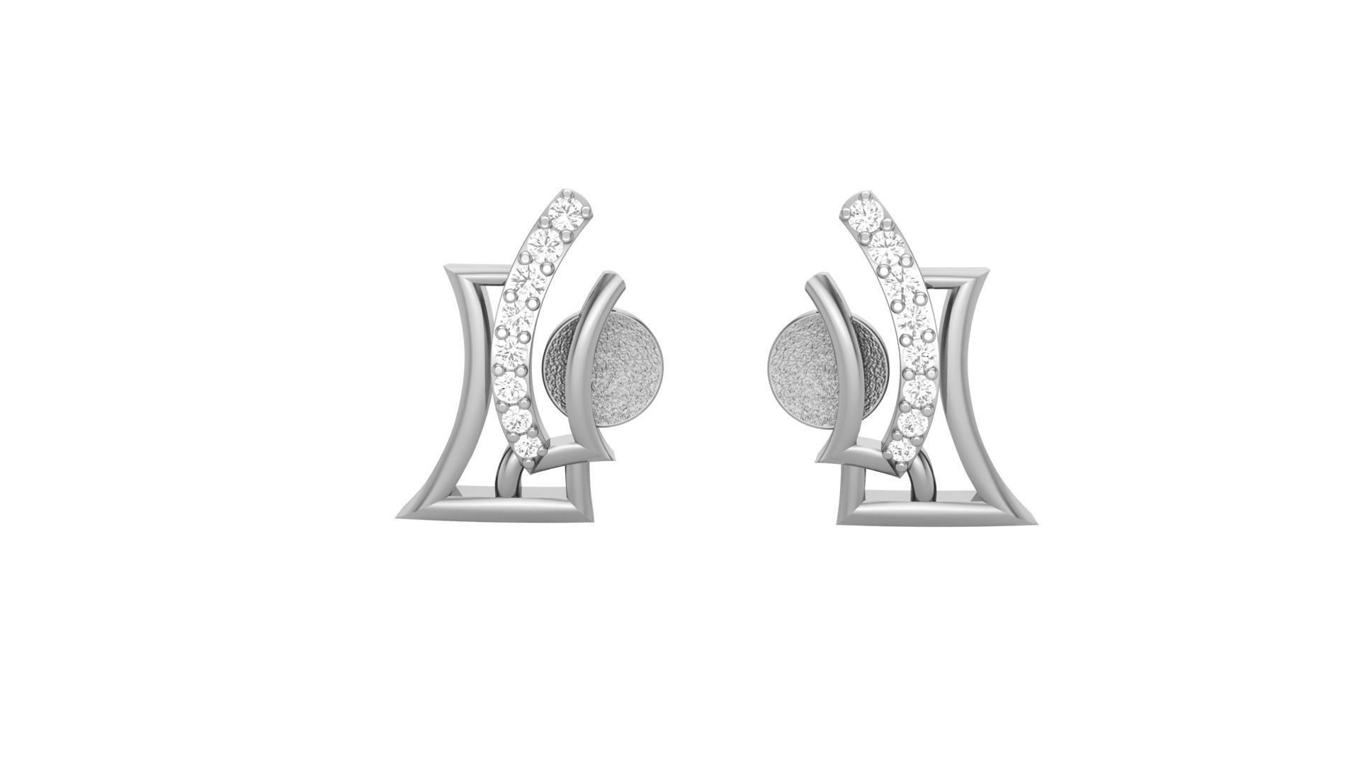 Light weight Diamond Studs Earrings 3dm stl renders 3D print model_7