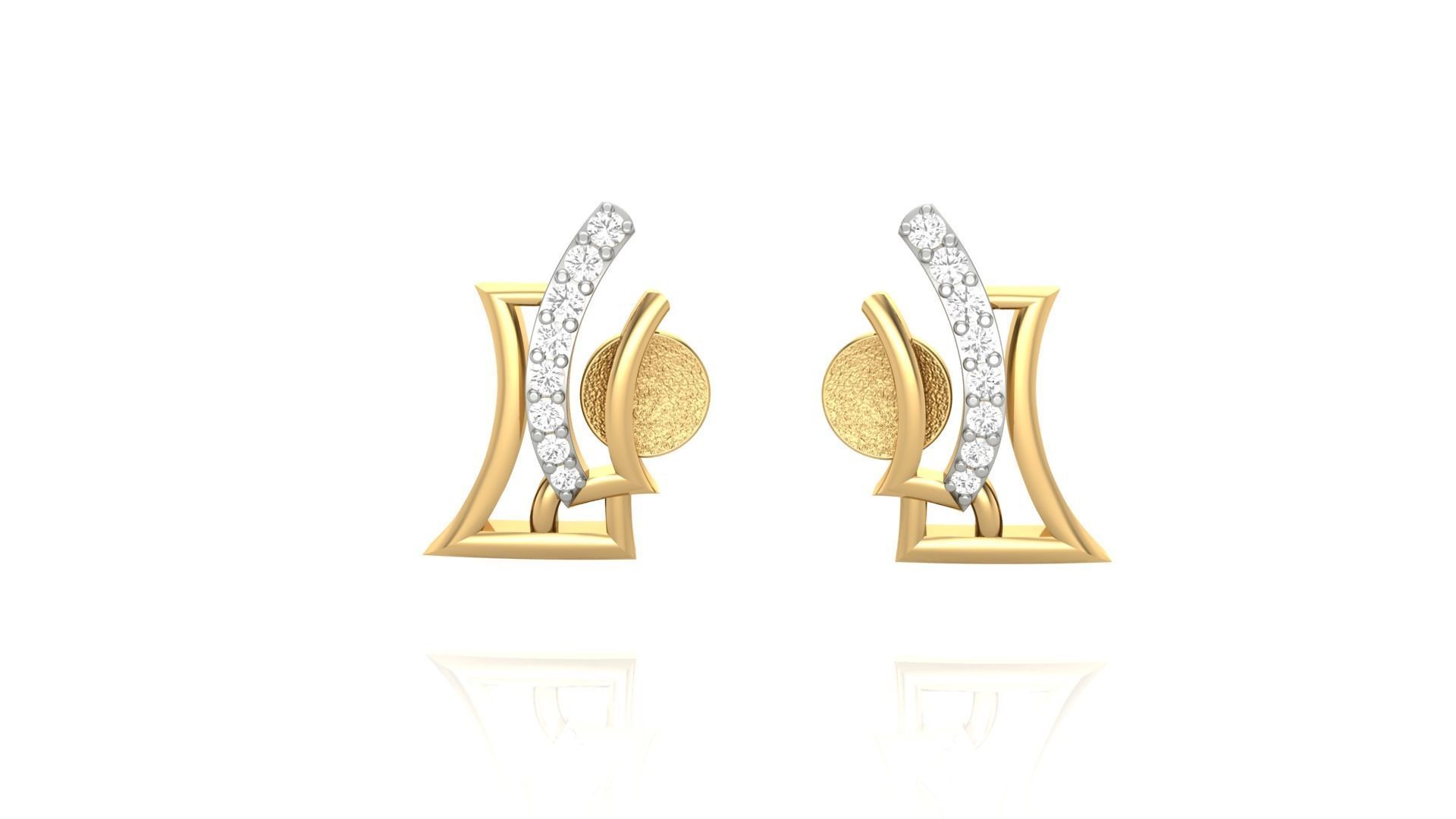 Light weight Diamond Studs Earrings 3dm stl renders 3D print model_4