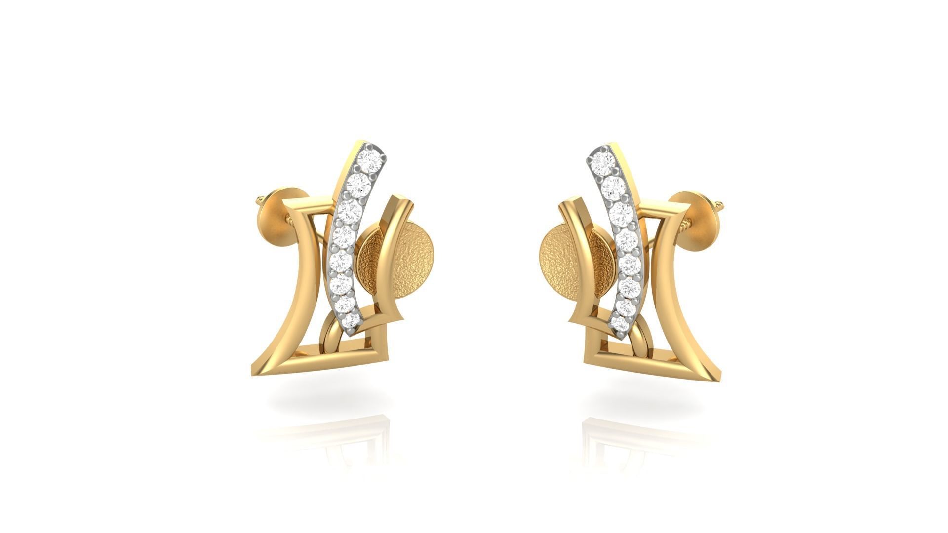Light weight Diamond Studs Earrings 3dm stl renders 3D print model_5