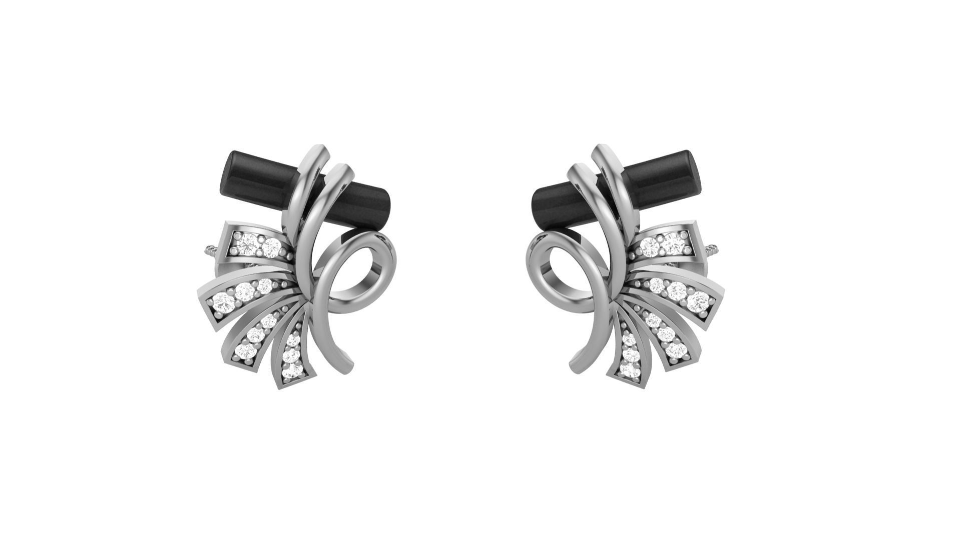 Flower Light weight Diamond Studs Earrings 3dm stl renders 3D print model_8