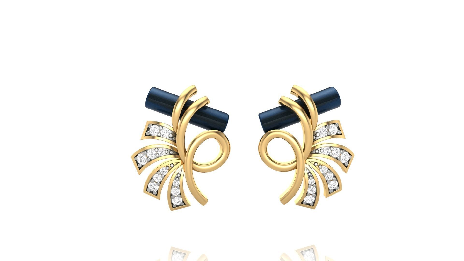 Flower Light weight Diamond Studs Earrings 3dm stl renders 3D print model_4