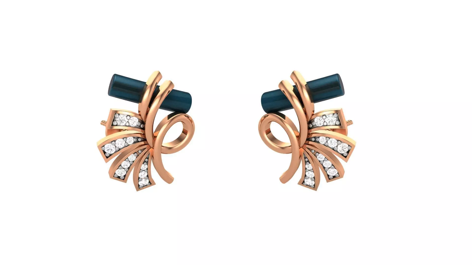 Flower Light weight Diamond Studs Earrings 3dm stl renders 3D print model_0