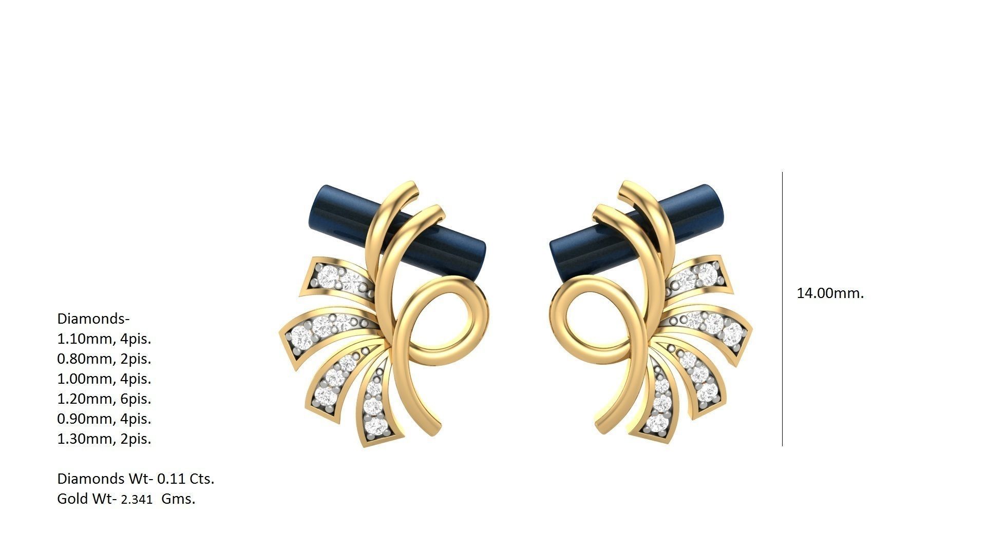 Flower Light weight Diamond Studs Earrings 3dm stl renders 3D print model_3