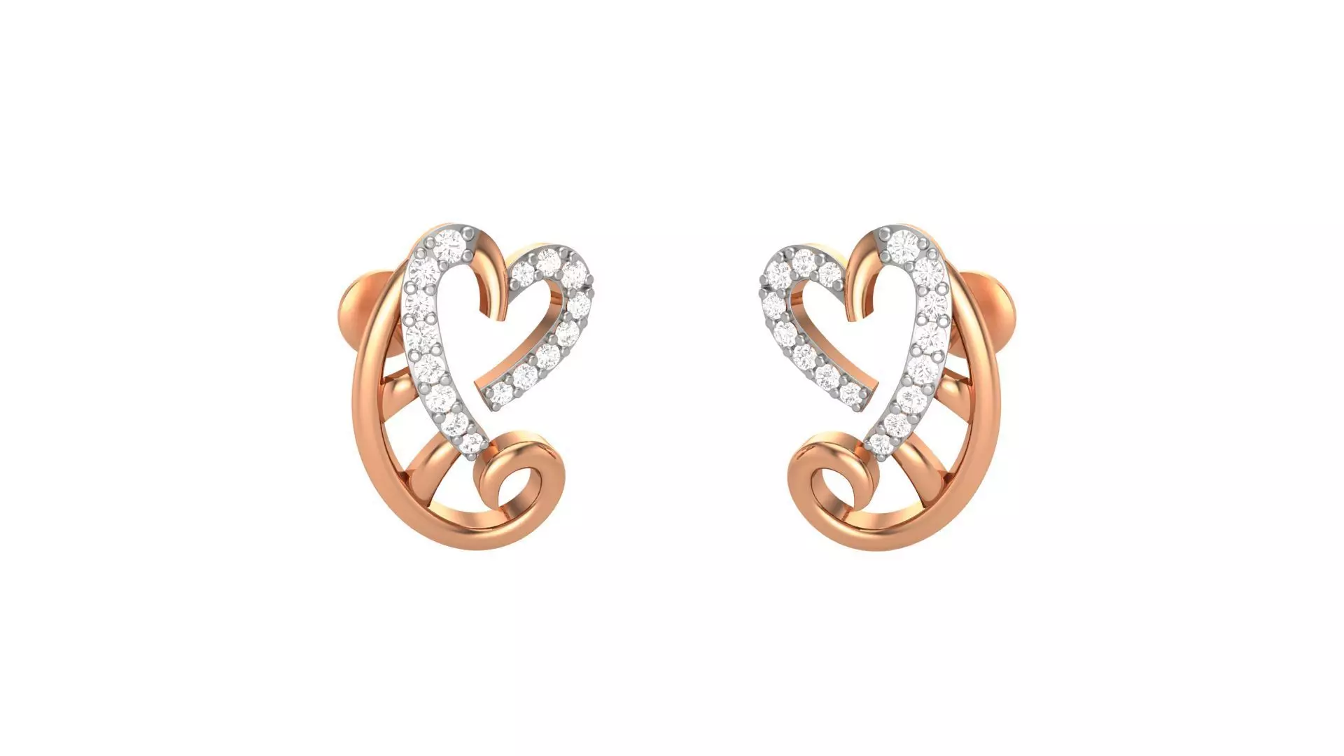 Heart Love Valentine Light weight Diamond Studs Earrings 3dm 3D print model_0