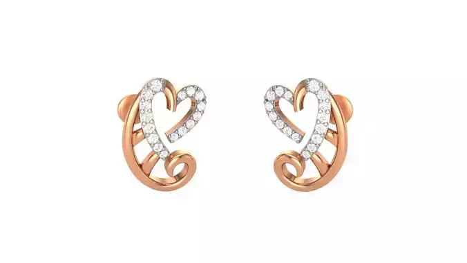 Heart Love Valentine Light weight Diamond Studs Earrings 3dm 3D print model Heart Love Valentine Light weight Diamond Studs Earrings 3dm 3D print model