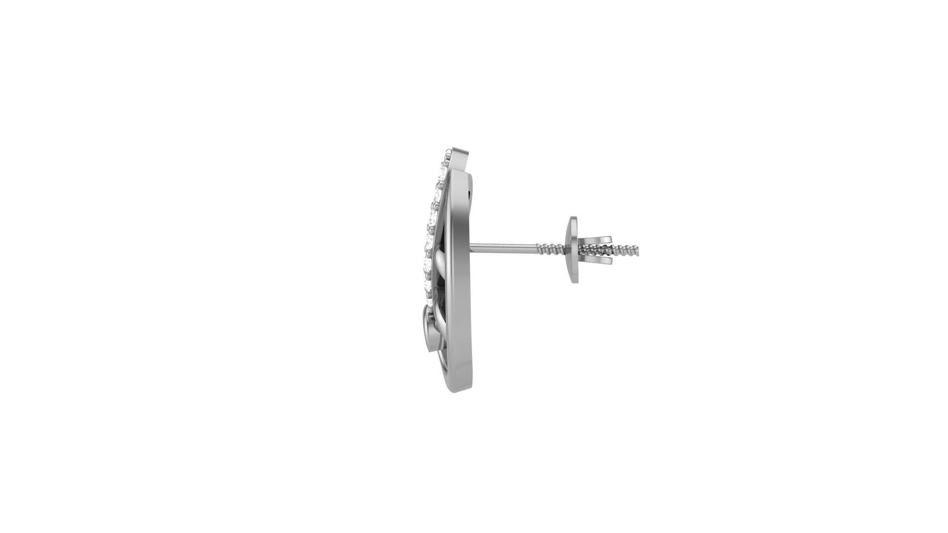 Heart Love Valentine Light weight Diamond Studs Earrings 3dm 3D print model_8