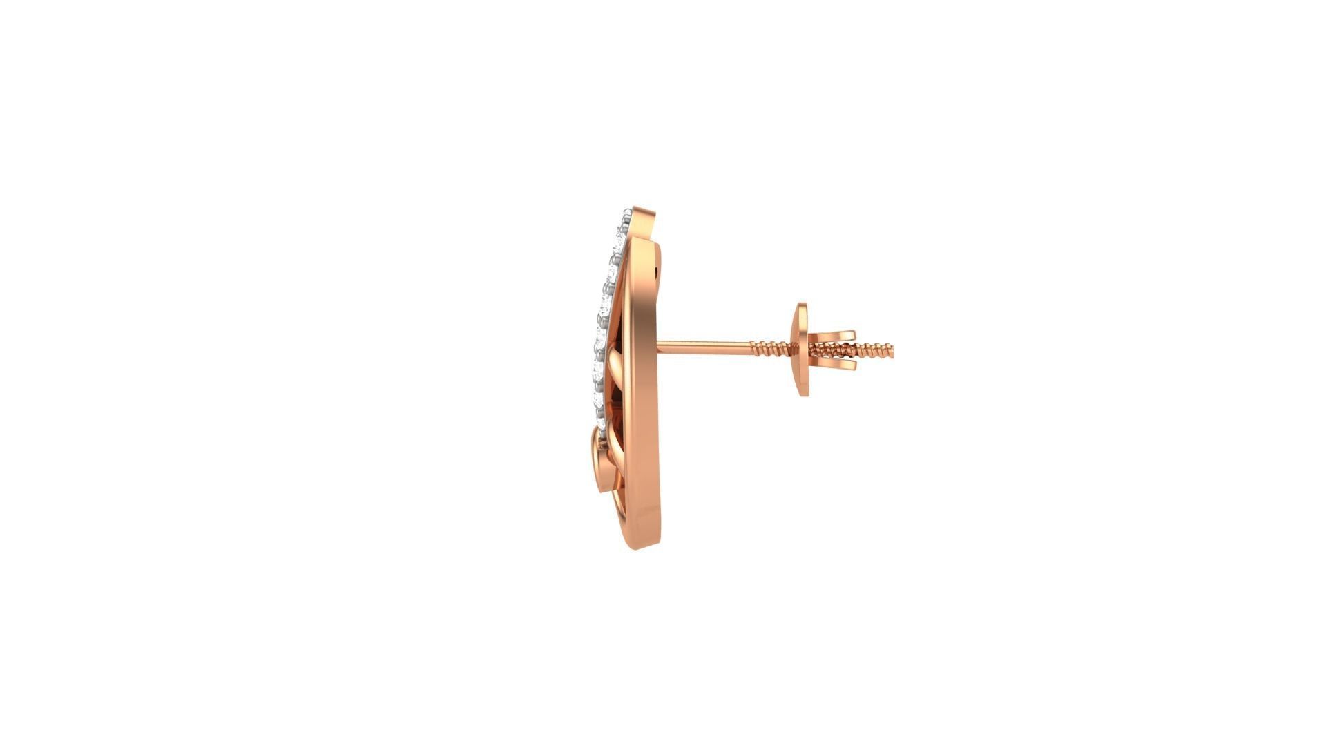 Heart Love Valentine Light weight Diamond Studs Earrings 3dm 3D print model_2