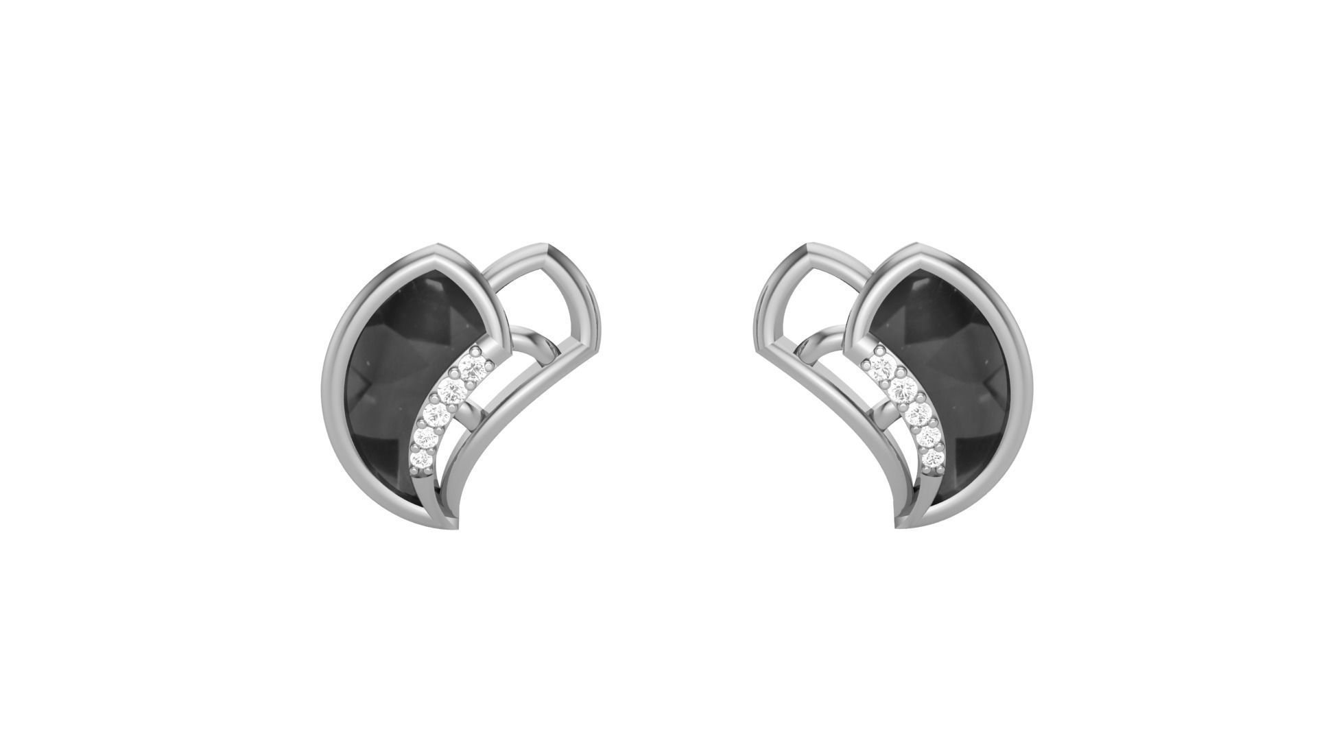 Small Dagger Light weight Diamond Studs Earrings 3dm stl renders 3D print model_8