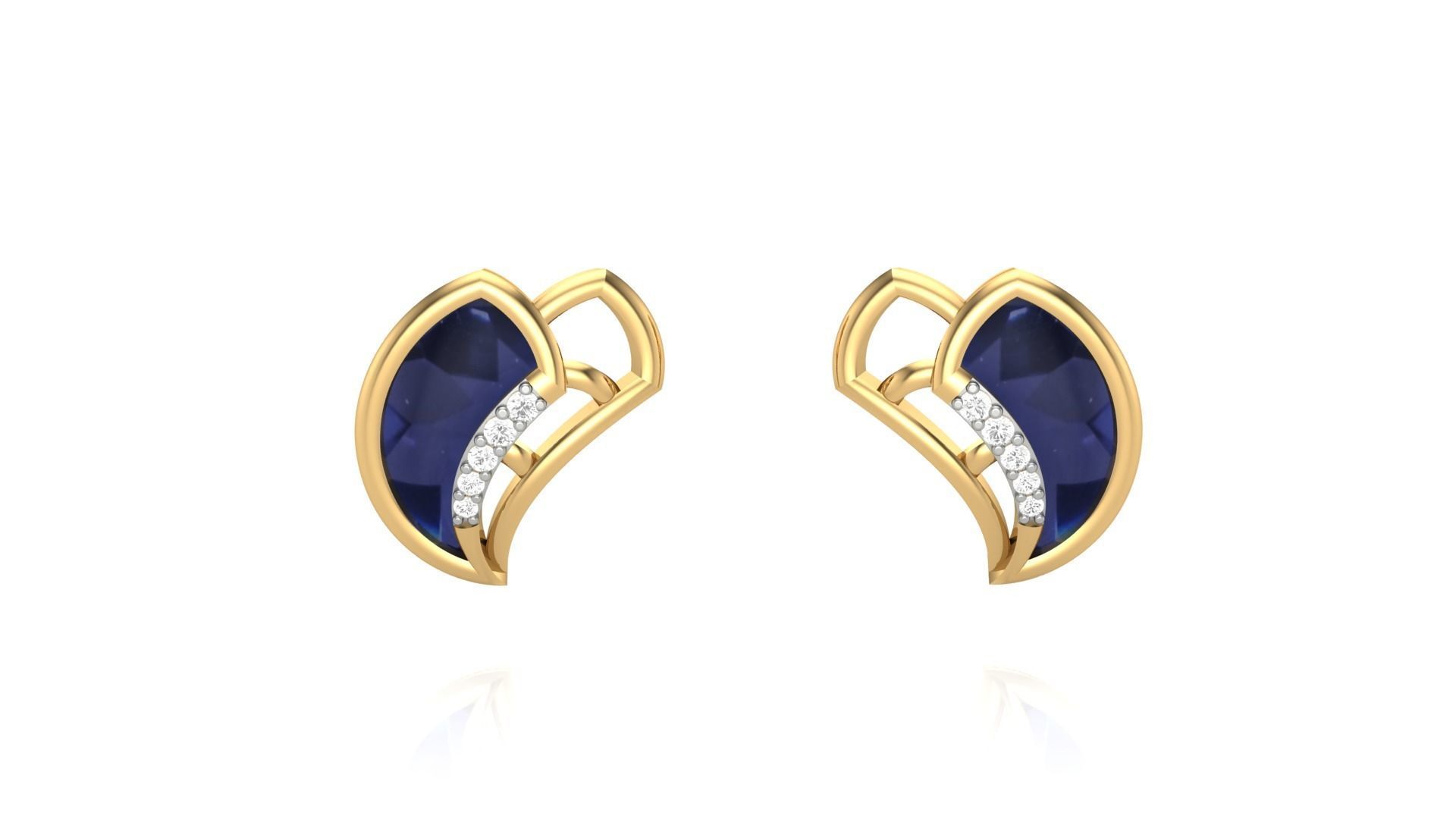 Small Dagger Light weight Diamond Studs Earrings 3dm stl renders 3D print model_5