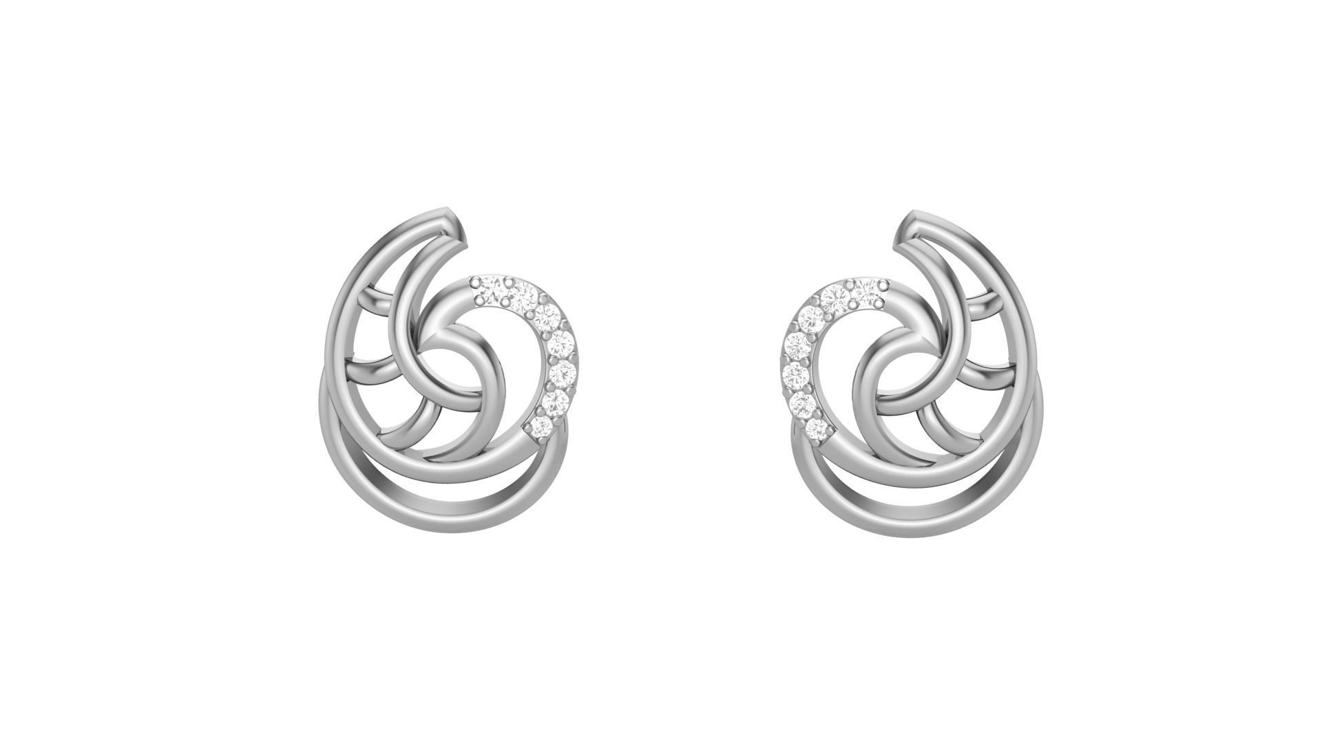 Leaves Light weight Diamond Studs Earrings 3dm stl renders 3D print model_7