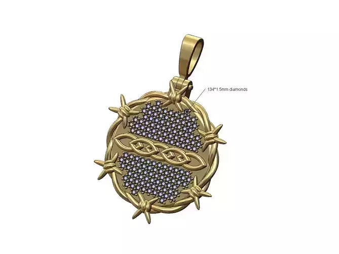 Celtic arches diamond barbwire thornes pendant 3D print model