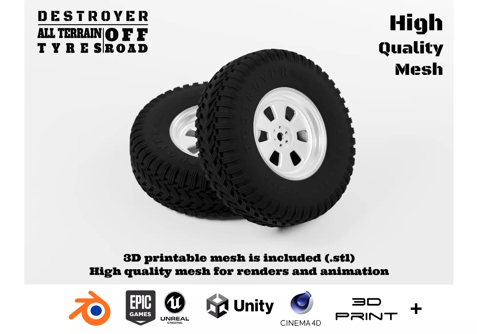 Destroyer Off Road Tyre 3D model