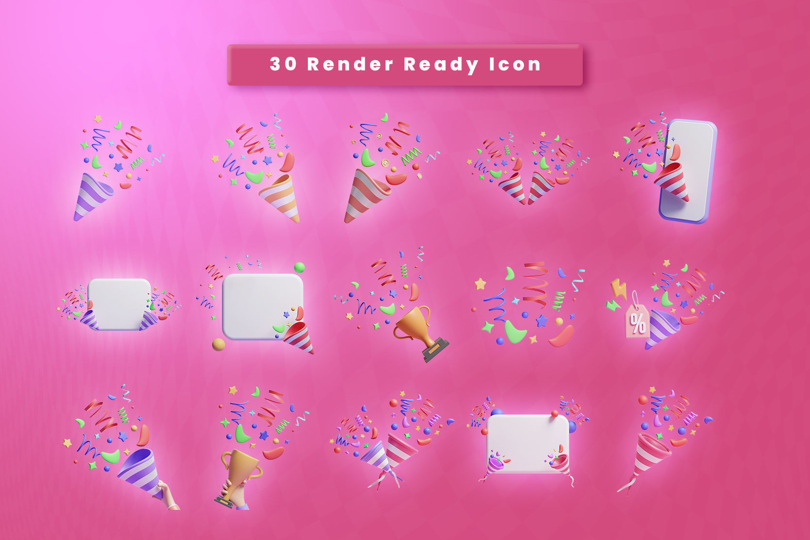 Confetti 3d Illustration  Icon Pack -2 3D model_1