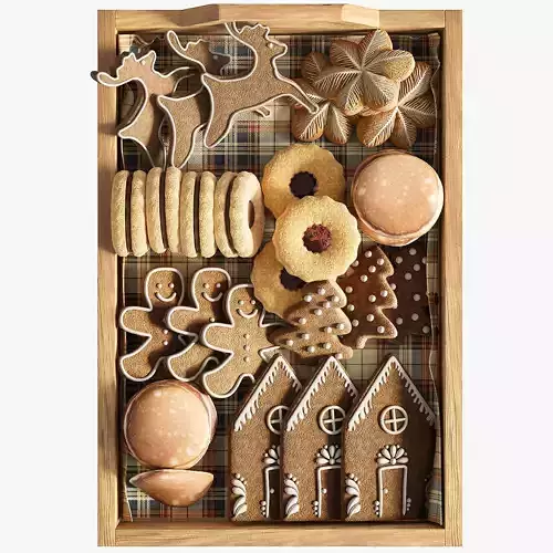 Festive cookies and gingerbread 3D model