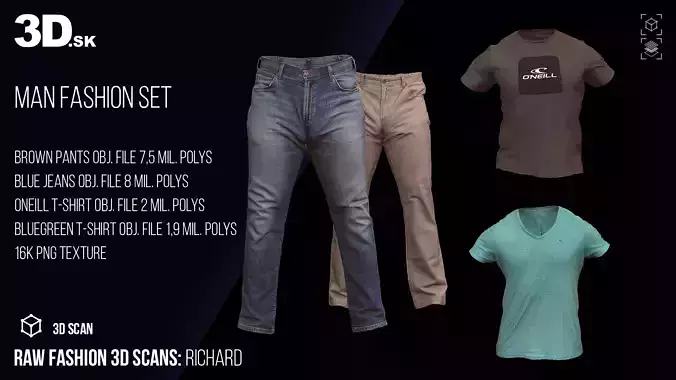 Raw Fashion Clothes 3D Scans Set Richard