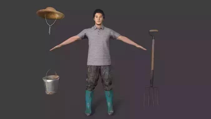 farmer avatar Low-poly 3D model
