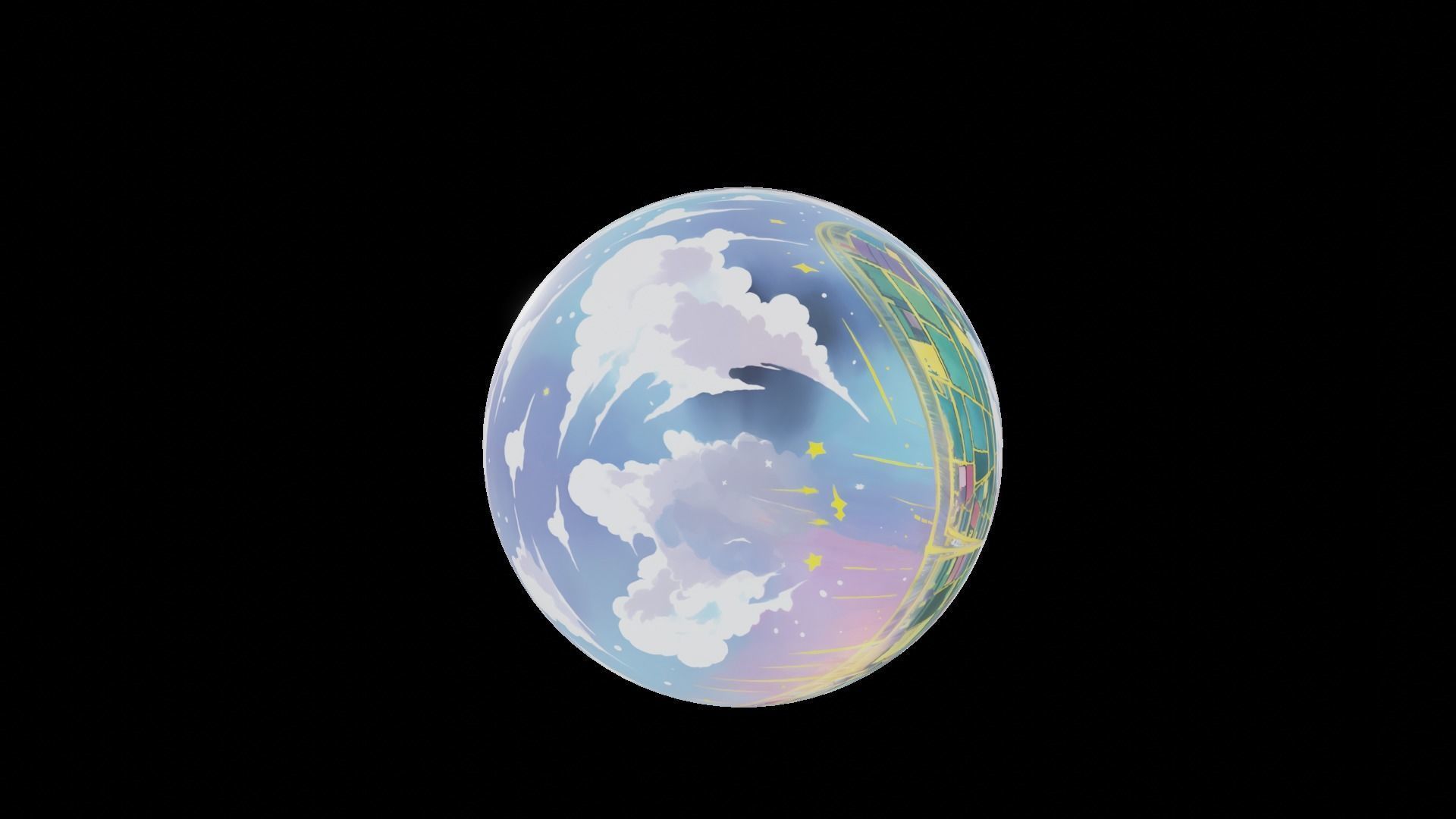 3D model Panoramic Sky SET - Manga Cosmic Night Land - 3D mesh and ...