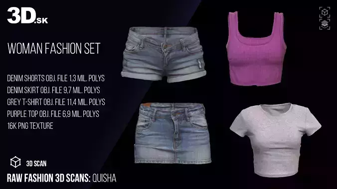 Raw Fashion Clothes 3D Scans Set Quisha 3D model
