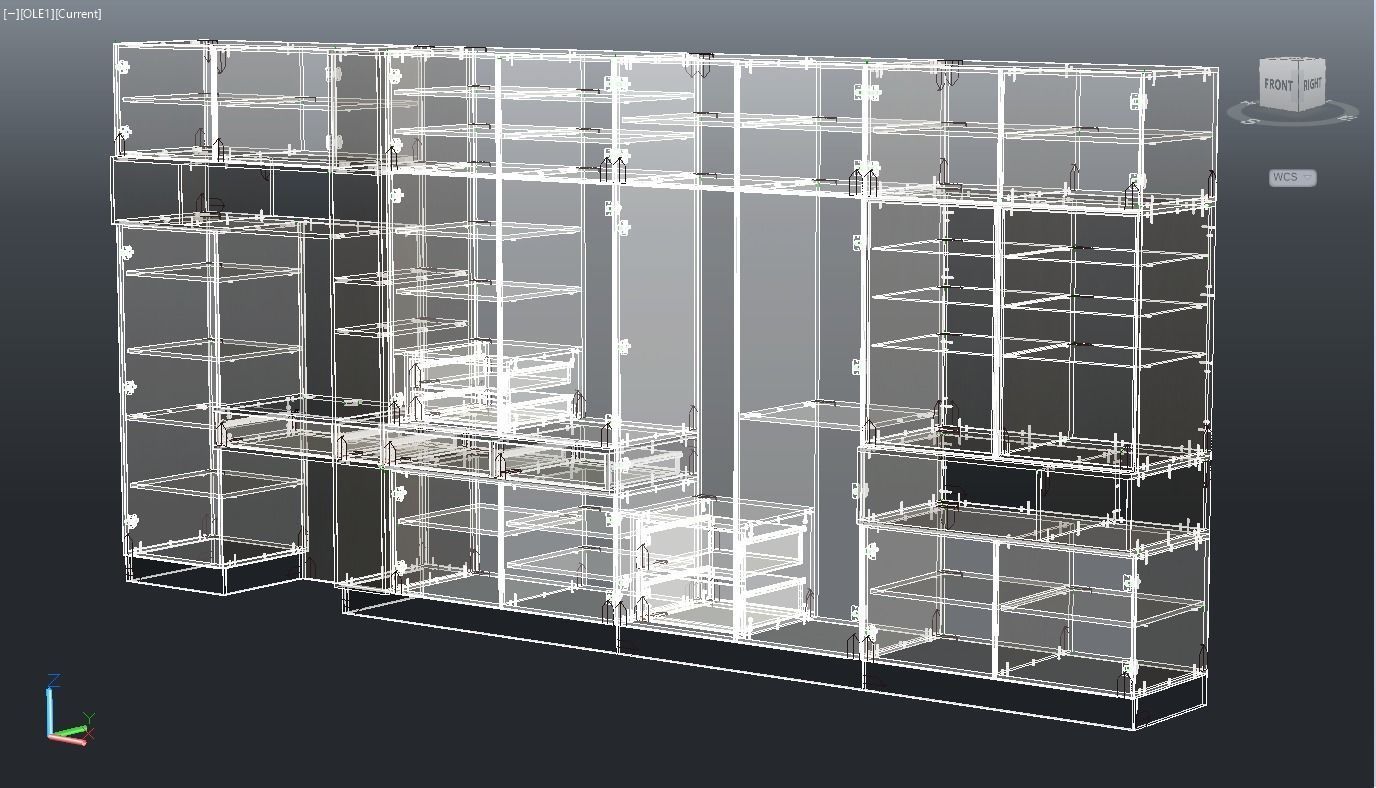 Project of a universal cabinet in the living room 3D model_2