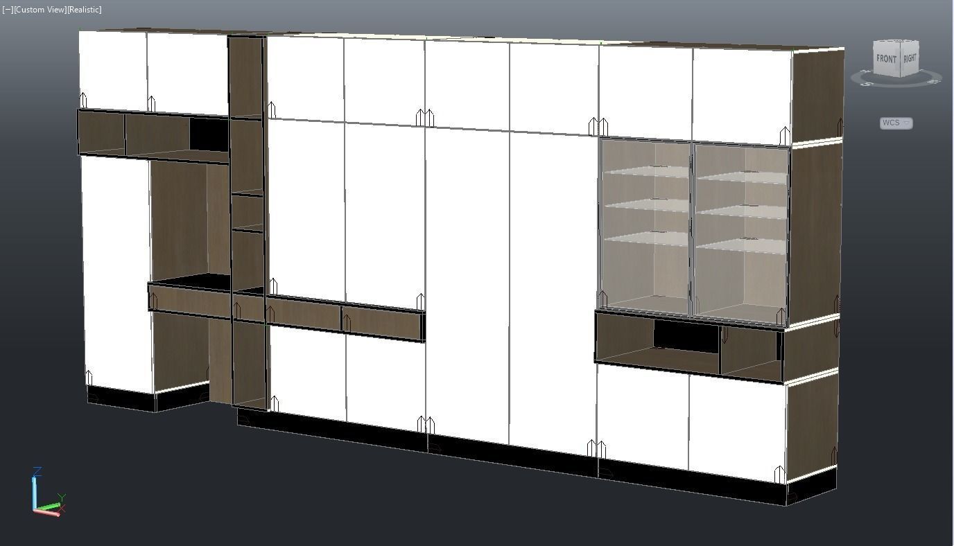 Project of a universal cabinet in the living room 3D model_1
