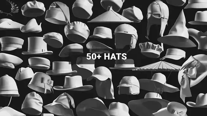 Set of Basemesh Headwear Hat Low-poly 3D model
