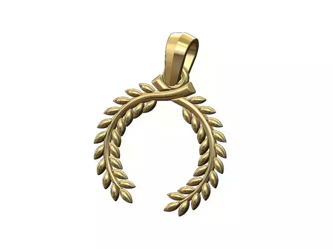 Bay leaves branches crown pendant charm