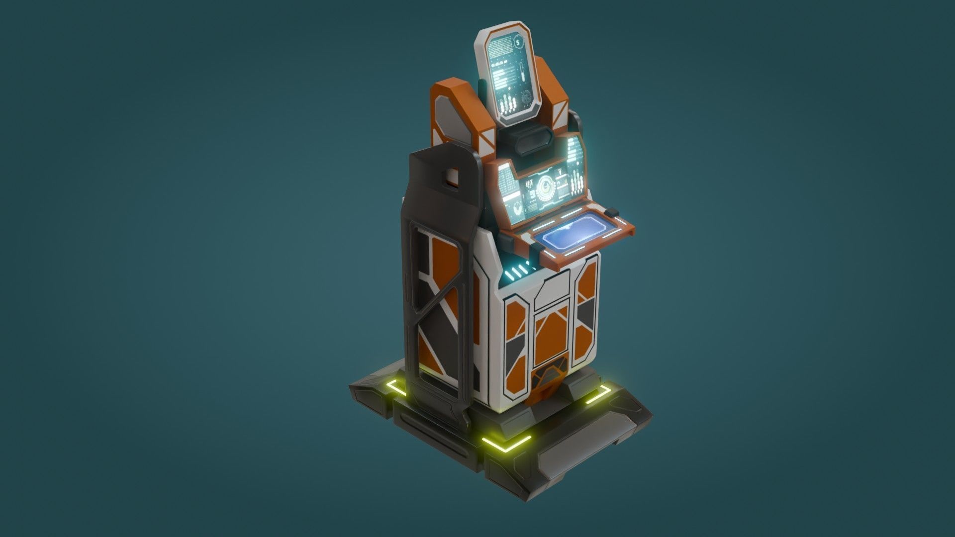 Sci-Fi Computer - Game Ready - PBR Low-poly 3D model_14