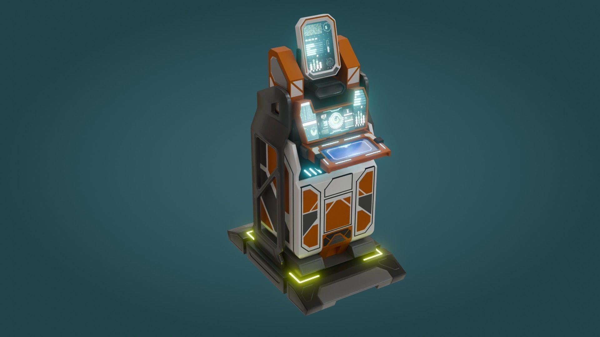 Sci-Fi Computer - Game Ready - PBR Low-poly 3D model_8
