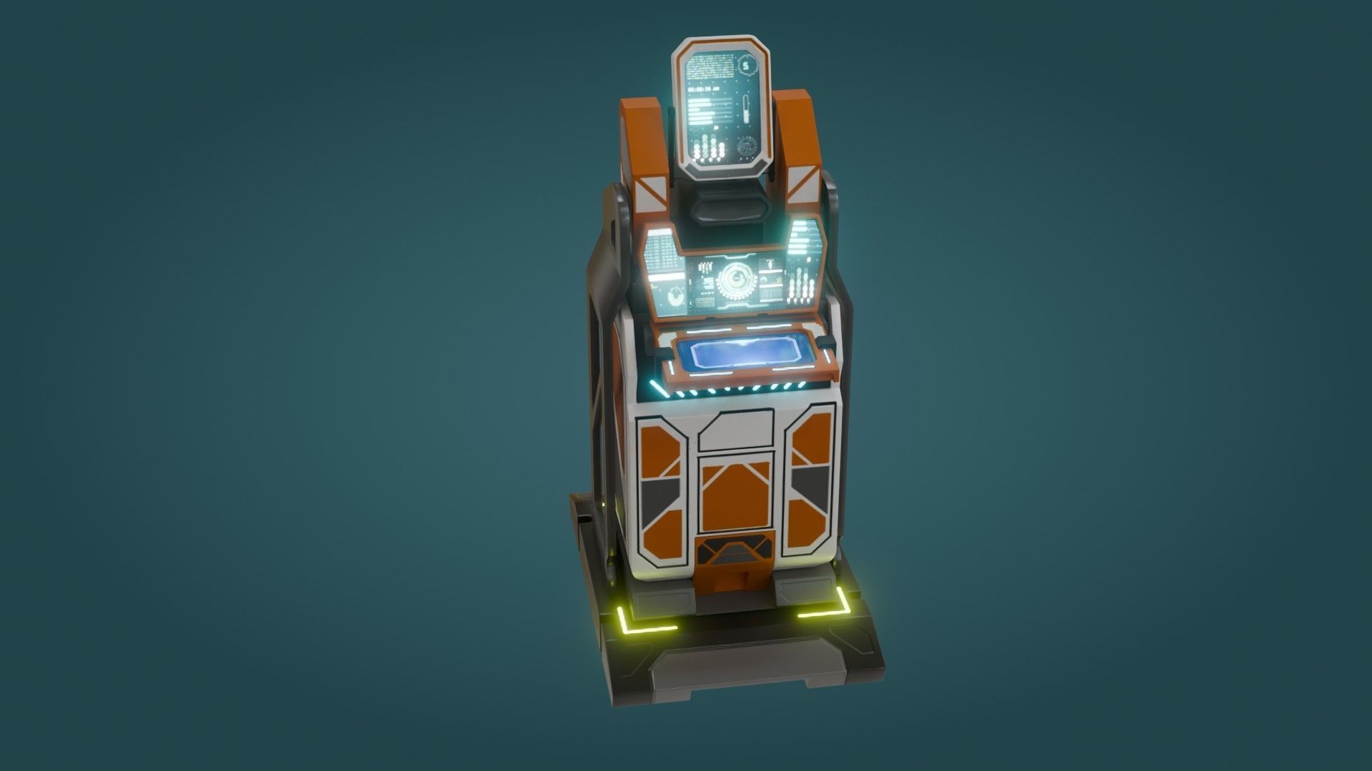 Sci-Fi Computer - Game Ready - PBR Low-poly 3D model_9