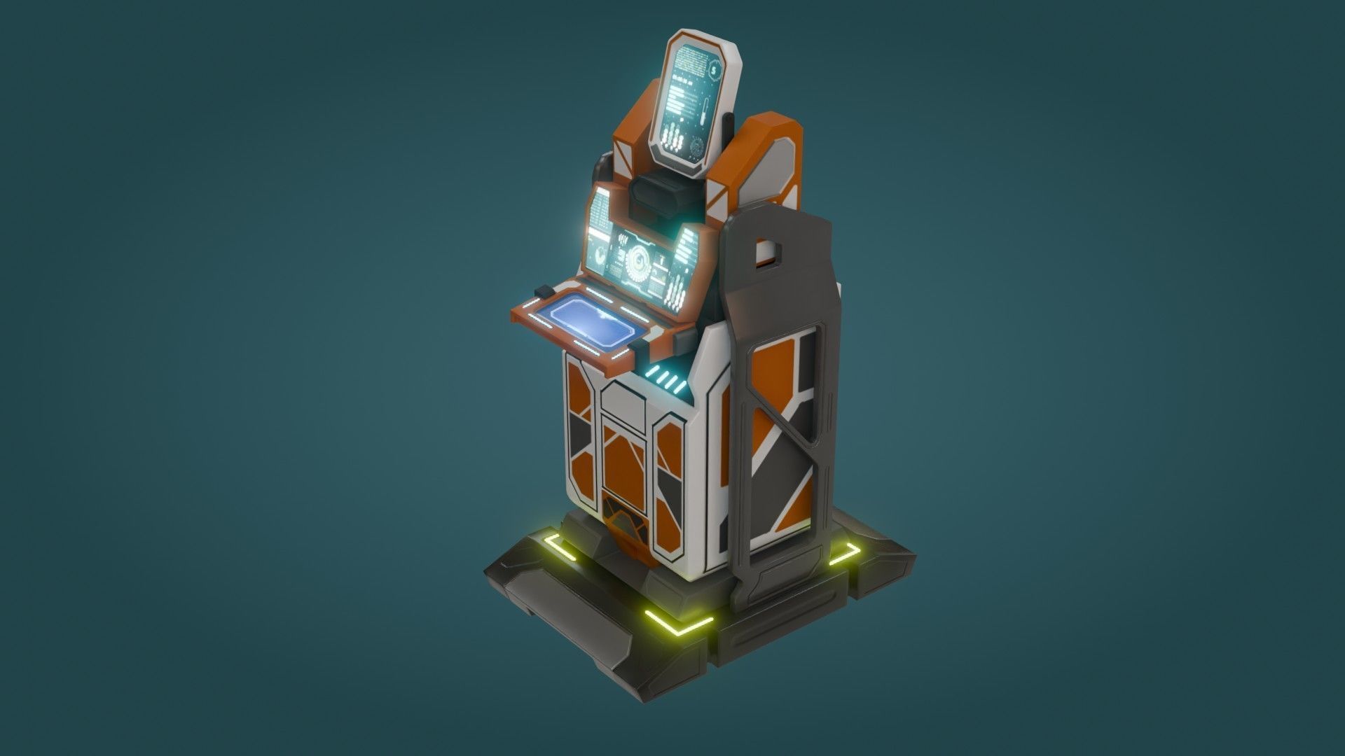 Sci-Fi Computer - Game Ready - PBR Low-poly 3D model_10