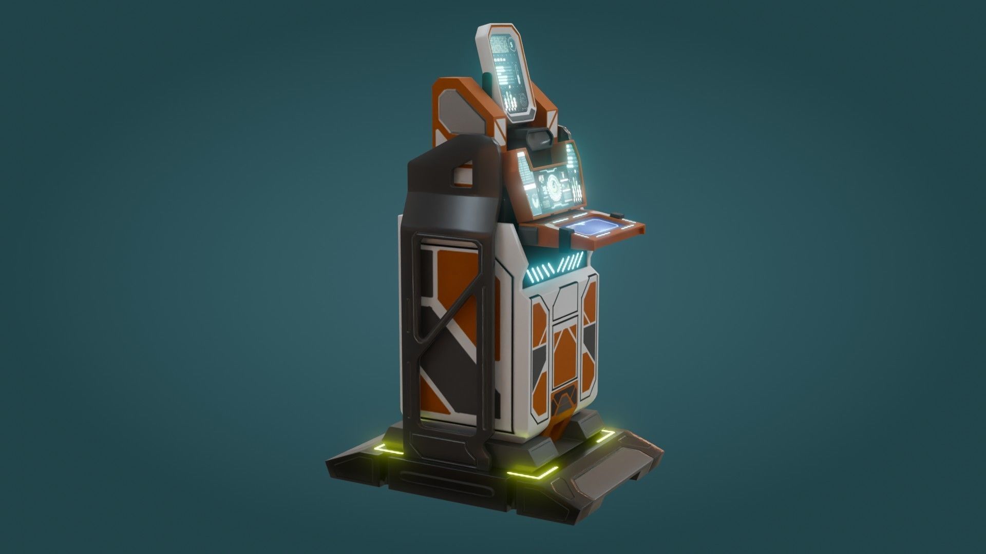 Sci-Fi Computer - Game Ready - PBR Low-poly 3D model_6