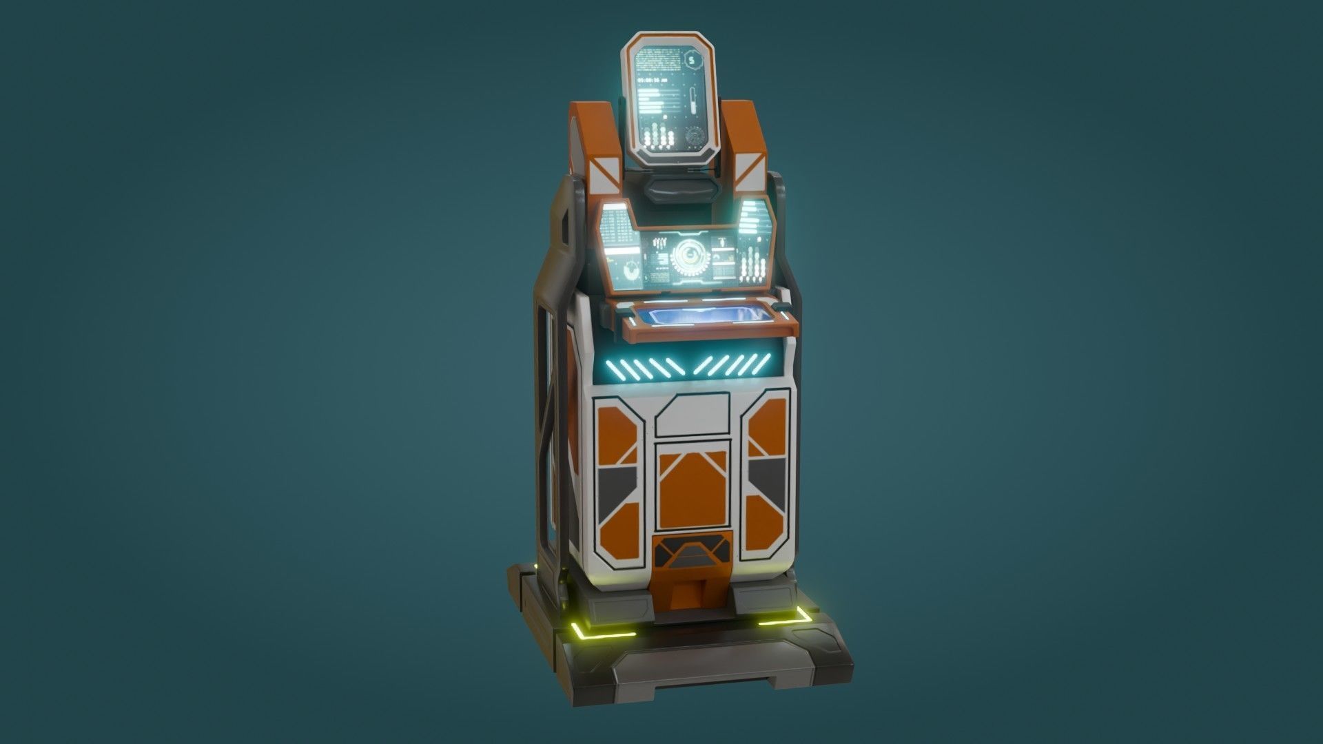 Sci-Fi Computer - Game Ready - PBR Low-poly 3D model_7