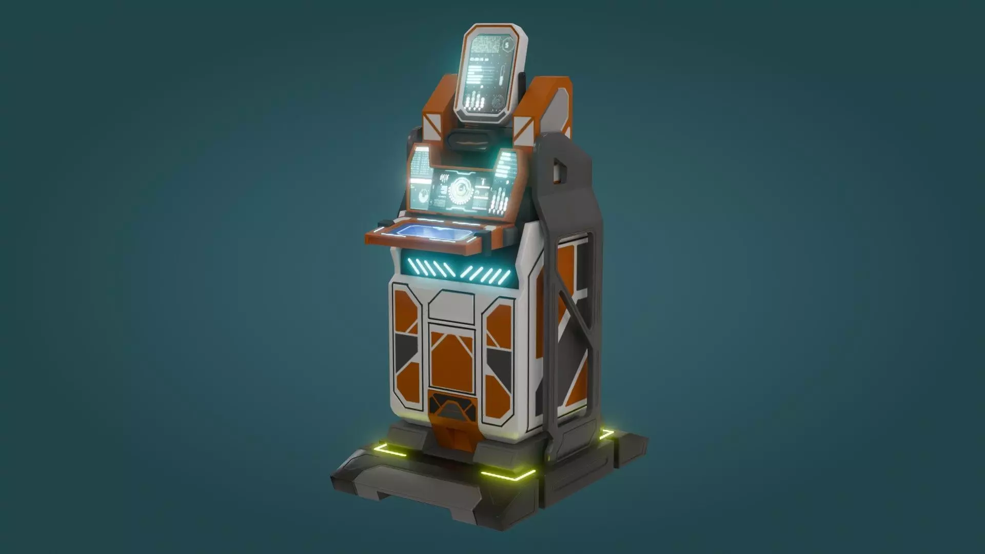 Sci-Fi Computer - Game Ready - PBR Low-poly 3D model_0