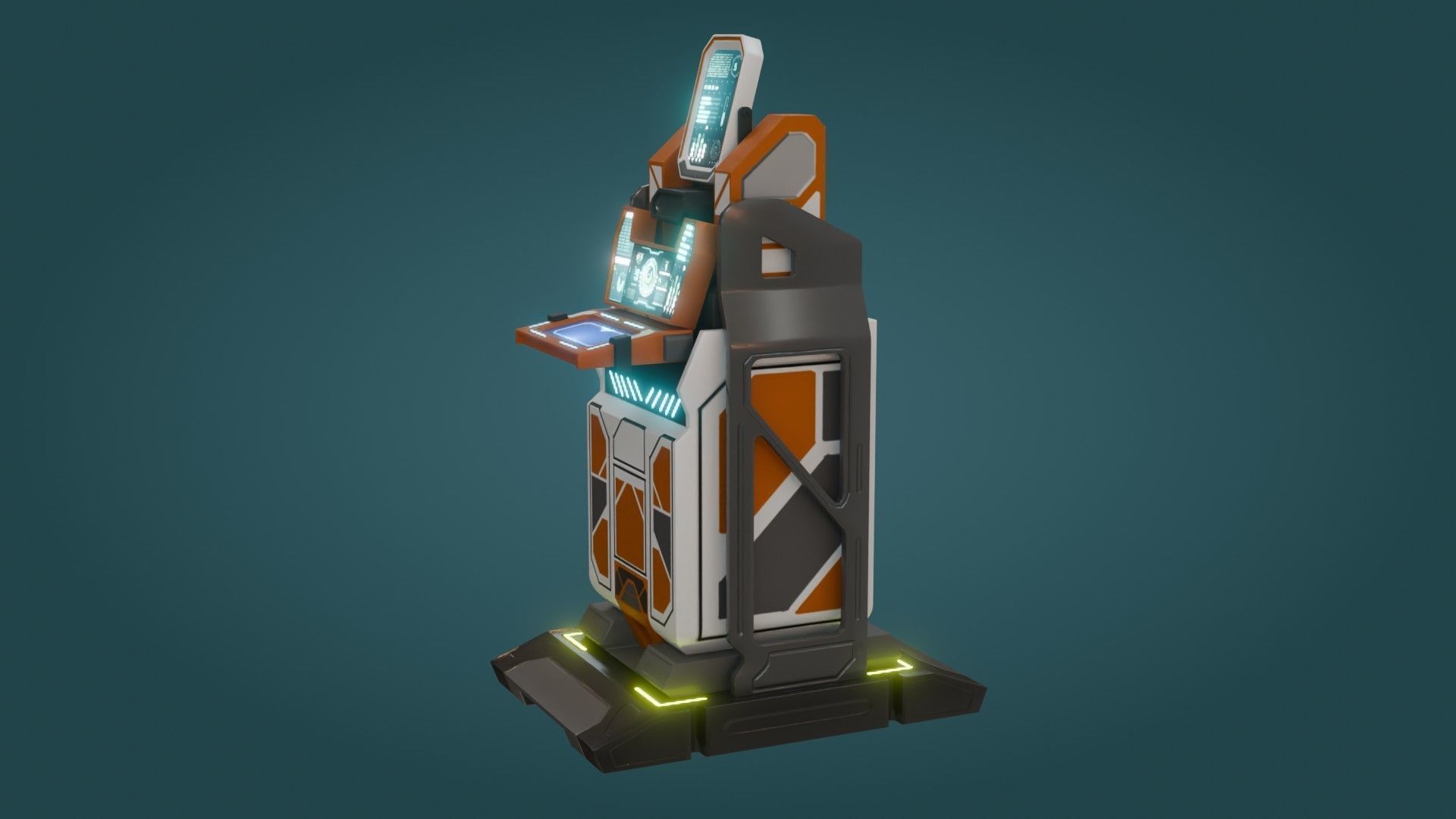 Sci-Fi Computer - Game Ready - PBR Low-poly 3D model_1