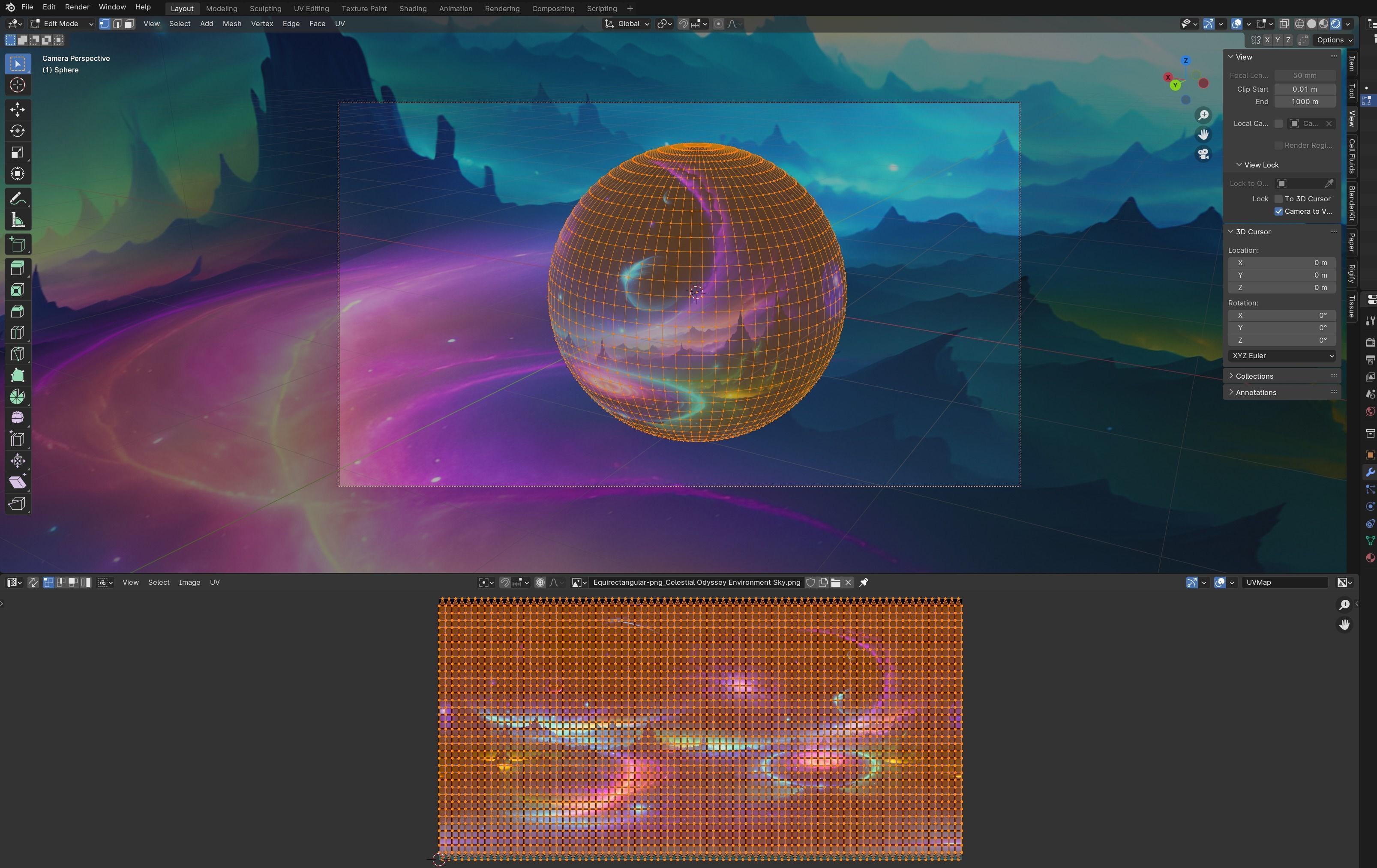 Panoramic Sky SET - Celestial Odyssey 01 - 3D mesh and Sphere Low-poly 3D model_13