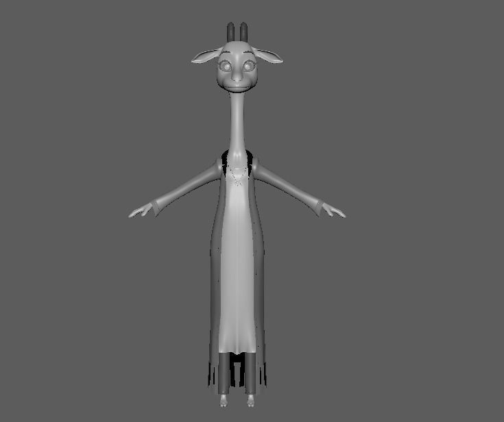 Cartoon Giraffe - base mesh Low-poly 3D model_3