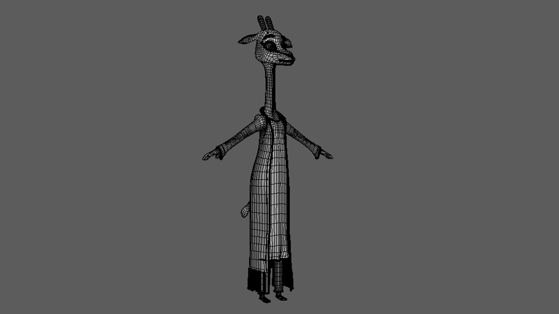 Cartoon Giraffe - base mesh Low-poly 3D model_9
