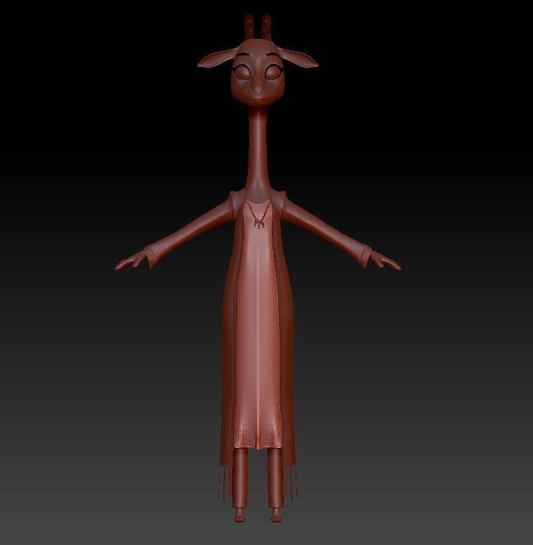 Cartoon Giraffe - base mesh Low-poly 3D model_13