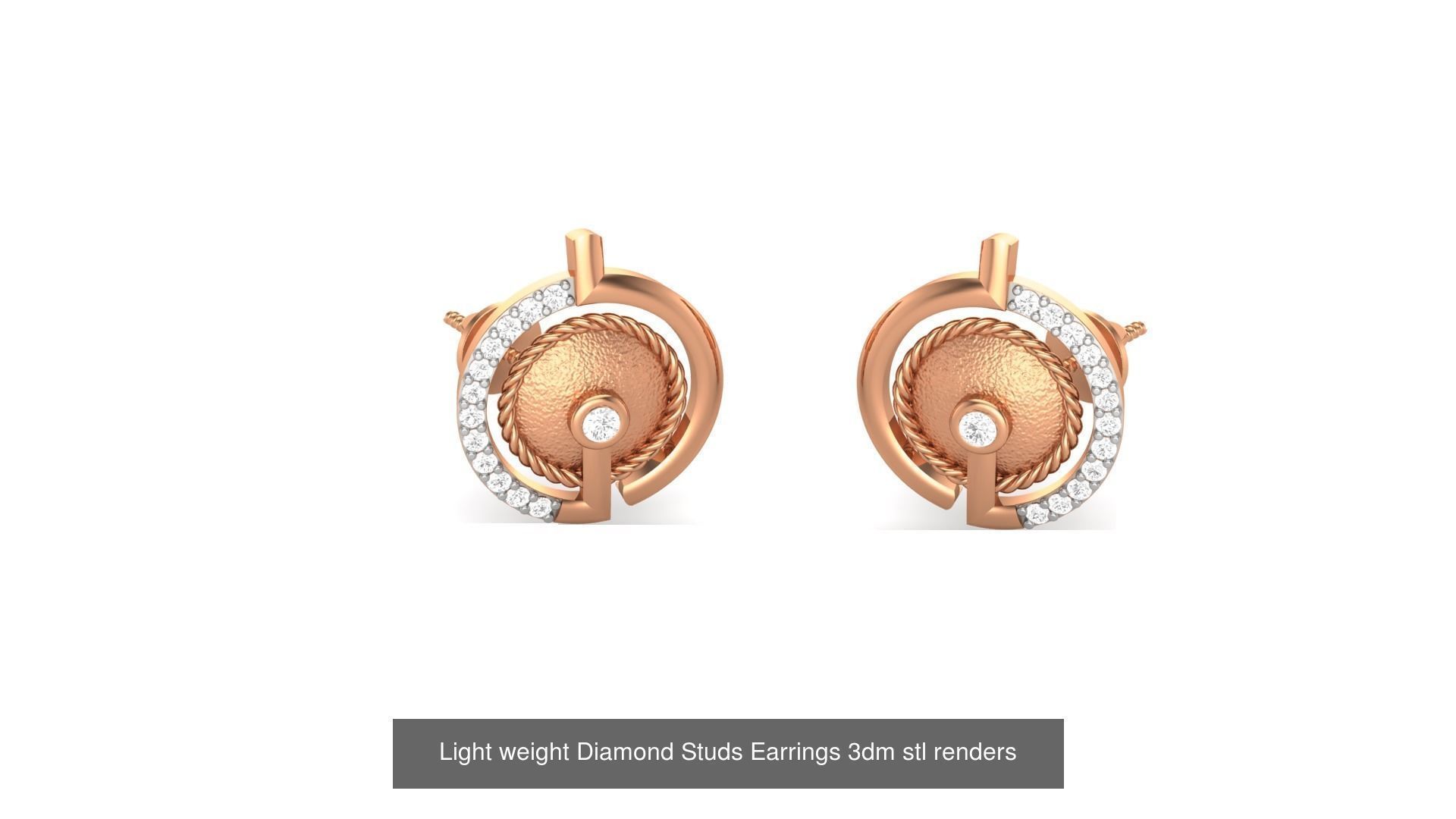 25 Leaves Flower Nature Light weight Diamond Studs Earrings 3dm 3D Model Collection_17