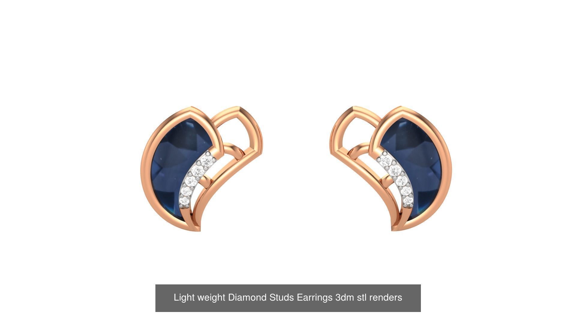 25 Leaves Flower Nature Light weight Diamond Studs Earrings 3dm 3D Model Collection_25