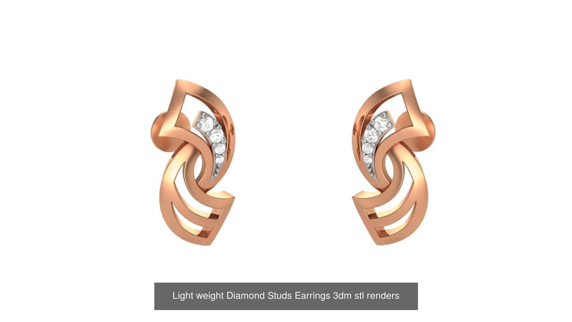 25 Leaves Flower Nature Light weight Diamond Studs Earrings 3dm 3D Model Collection_15