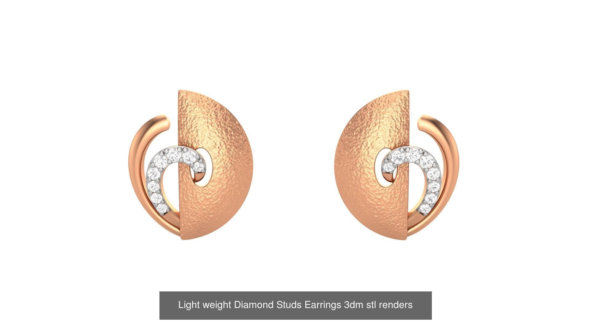 25 Leaves Flower Nature Light weight Diamond Studs Earrings 3dm 3D Model Collection_13