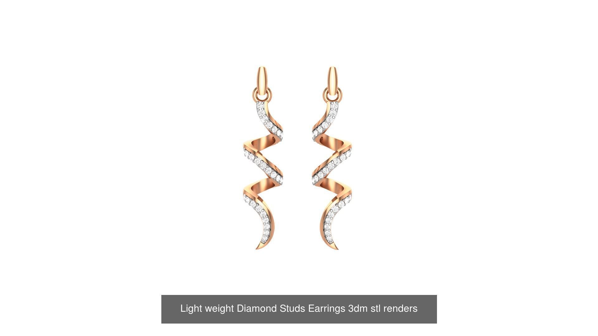 25 Leaves Flower Nature Light weight Diamond Studs Earrings 3dm 3D Model Collection_28