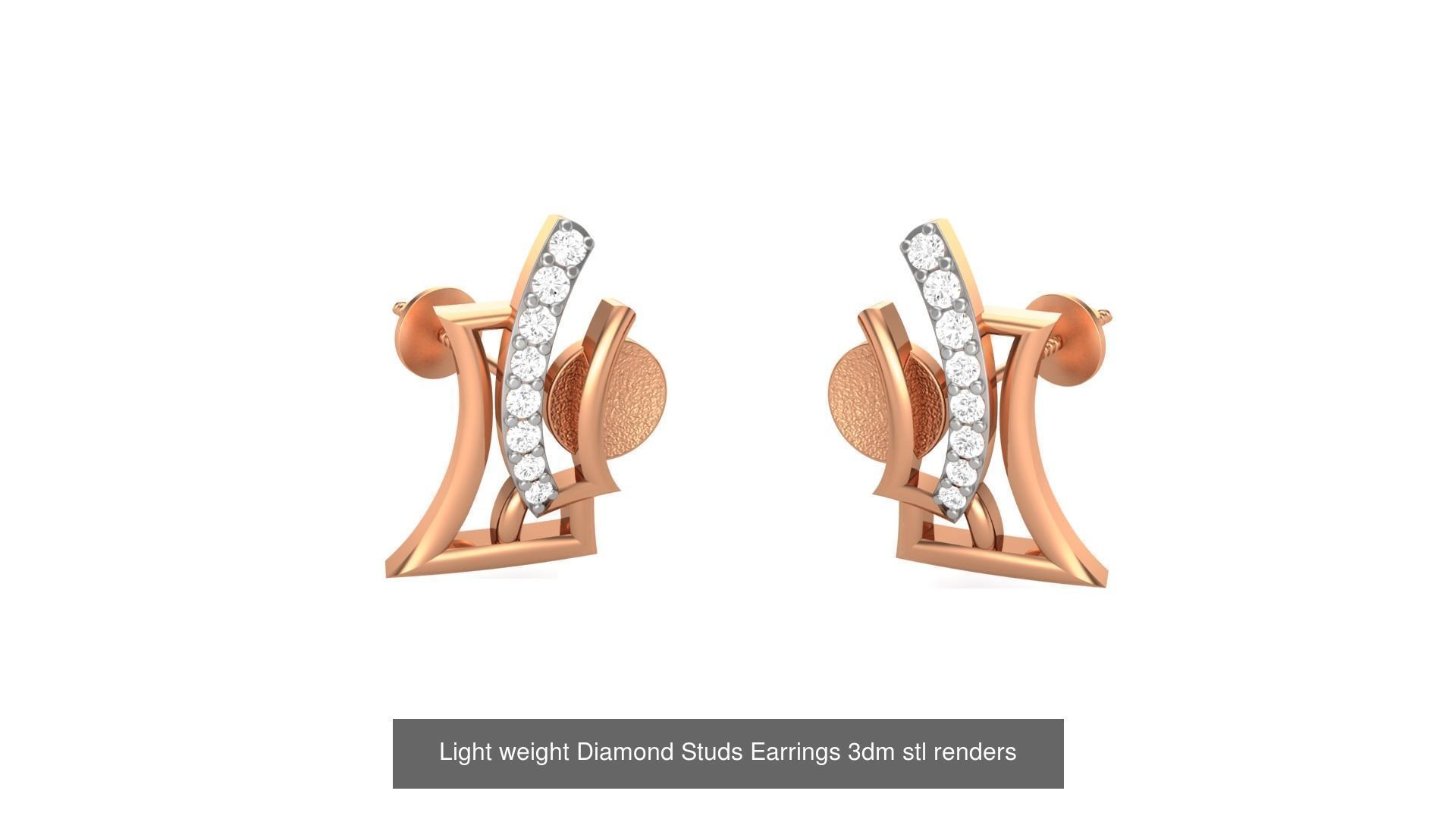 25 Leaves Flower Nature Light weight Diamond Studs Earrings 3dm 3D Model Collection_21