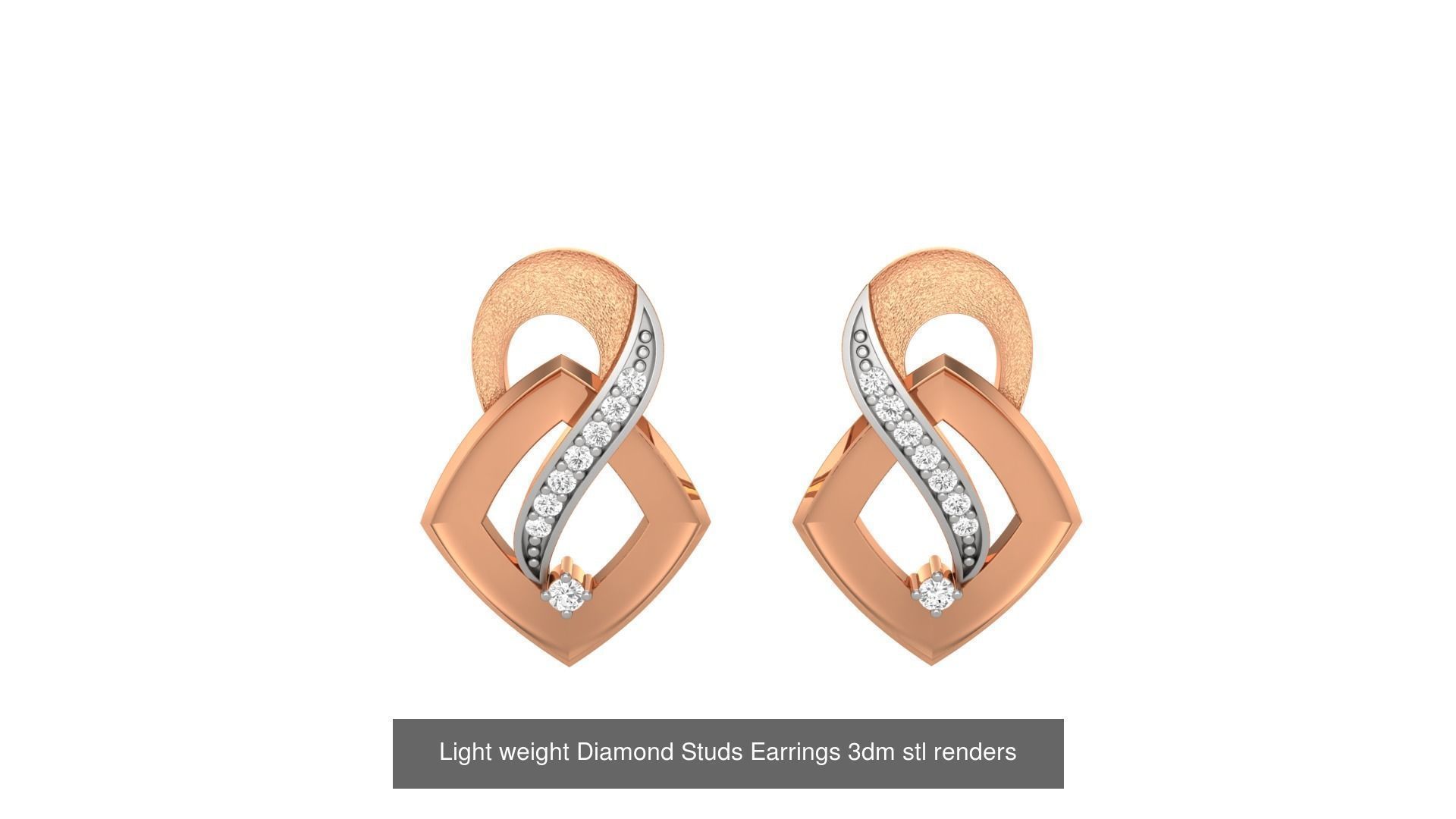 25 Leaves Flower Nature Light weight Diamond Studs Earrings 3dm 3D Model Collection_6