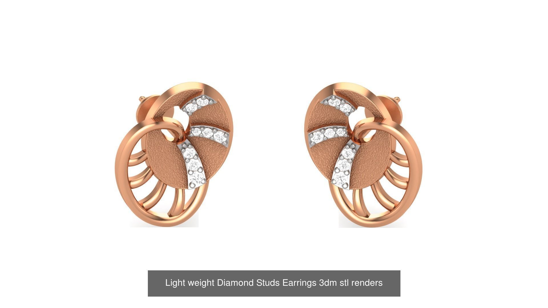 25 Leaves Flower Nature Light weight Diamond Studs Earrings 3dm 3D Model Collection_7