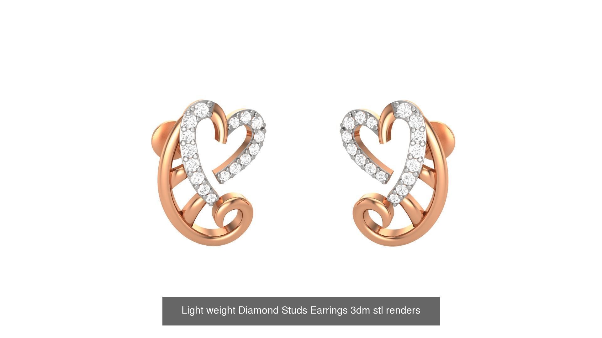 25 Leaves Flower Nature Light weight Diamond Studs Earrings 3dm 3D Model Collection_24