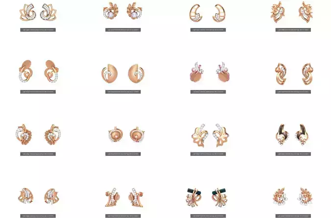 25 Leaves Flower Nature Light weight Diamond Studs Earrings 3dm 3D Model Collection