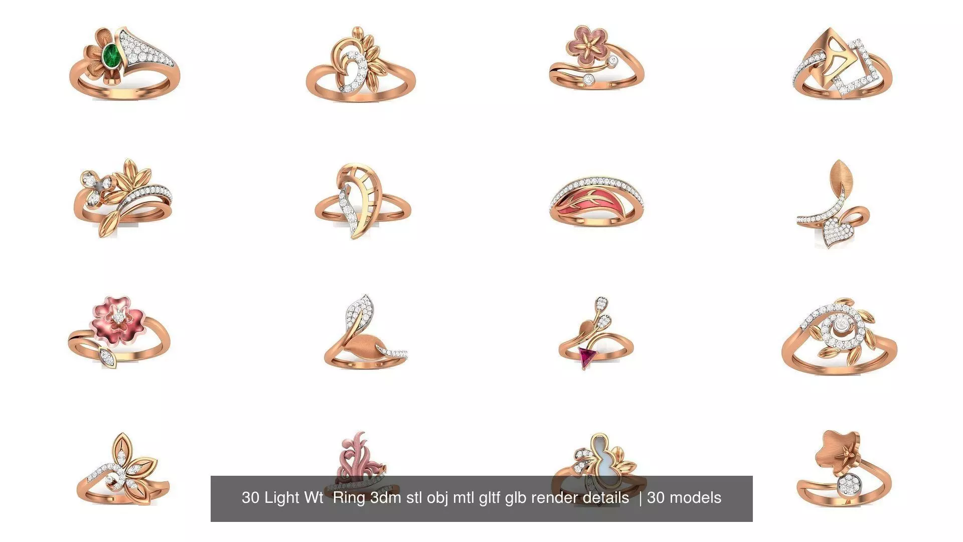 30 Light Wt  Ring 3dm stl obj mtl gltf glb render details  3D Model Collection_0