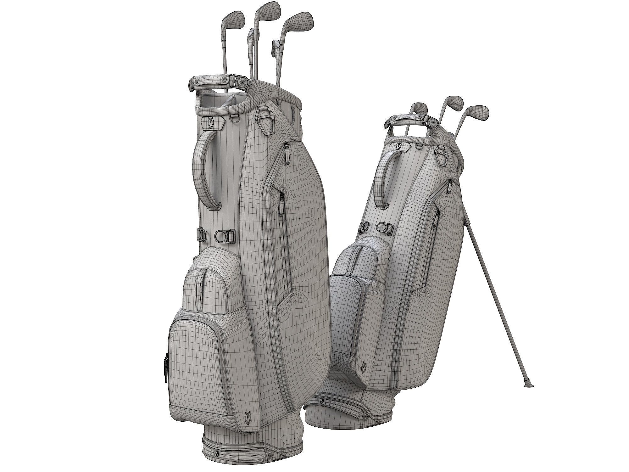 Golf Bag Vessel Player IV Pro White Low-poly 3D model_9